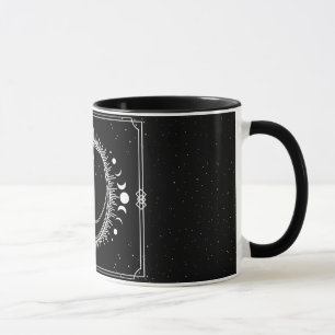 Zunehmender Mond mit Sonne und Sternen Schwarzweiß Tasse