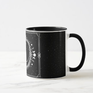 Zunehmender Mond mit Sonne und Sternen Schwarzweiß Tasse