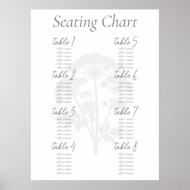 ZUNEIGUNG | Hochzeits-Sitzplan Poster (Vorne)