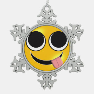 Zunge heraus Emoji Schneeflocken Zinn-Ornament