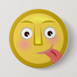 Zunge Raus Emoji Lustiges Albernes Gesicht Button