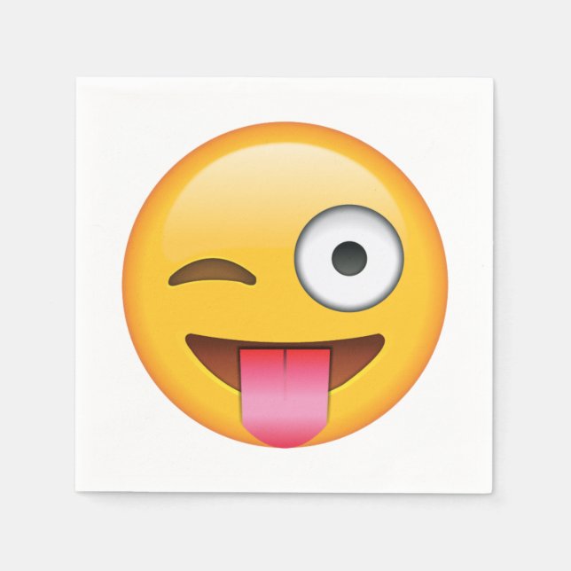 Zunge raus mit Winking Eye - Emoji Serviette (Vorderseite)