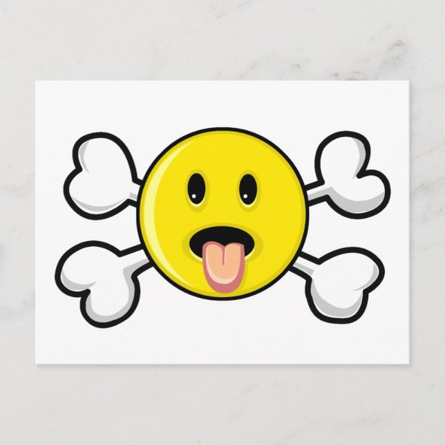 Zunge Schädel und Kreuzknochen Postkarte (Vorderseite)