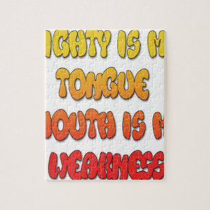 Zunge Zunge: Funny Zunge Zitat Farbiger Text Kunst Puzzle