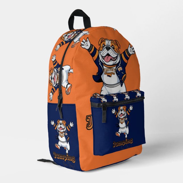 Zungenspass | Spielhaftes Bulldogdesign Bedruckter Rucksack (Rückseitige Ecke links)