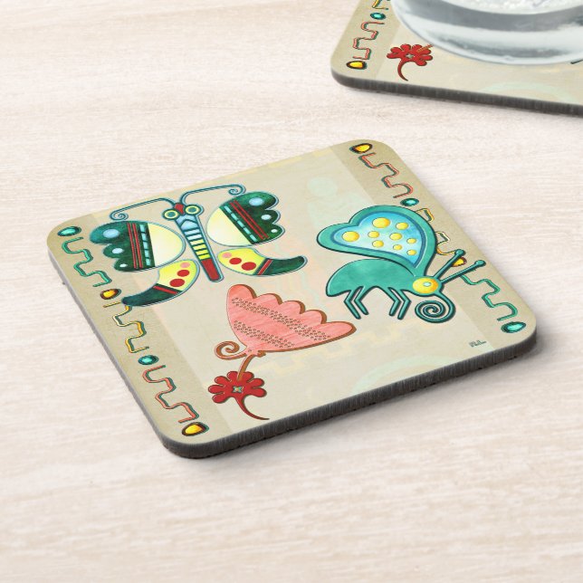 Zuni Butterfly 2 Folklore Kunst Untersetzer (Linke Seite)