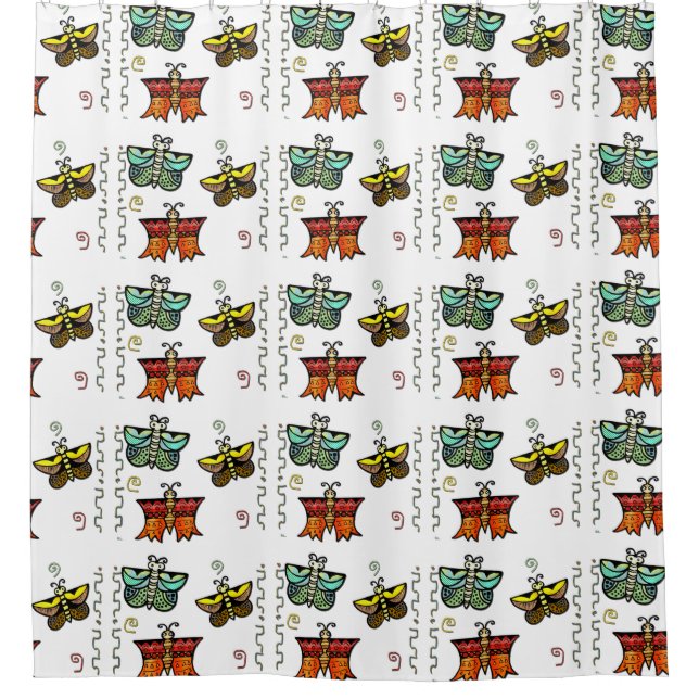 Zuni Butterfly Folk Kunst Duschvorhang (Vorderseite)