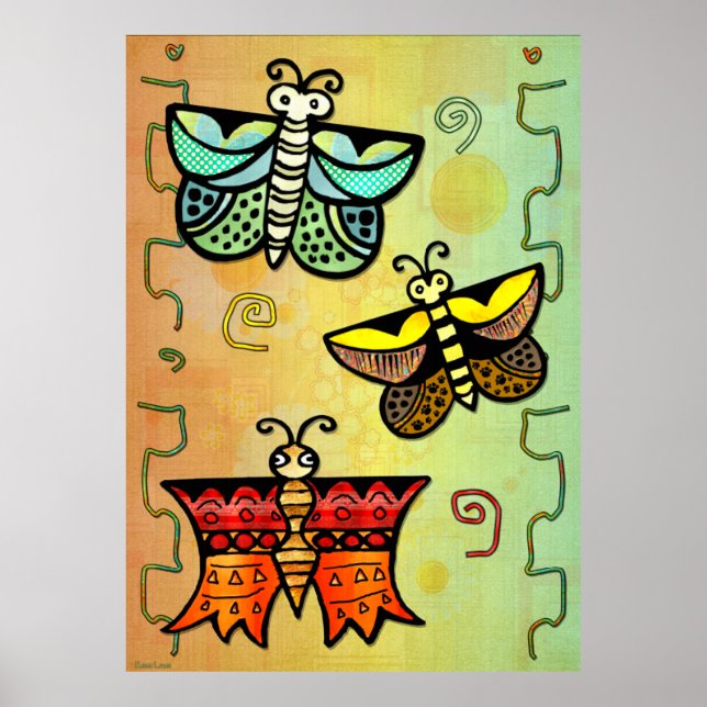 Zuni Butterfly Folk Kunst Poster (Vorne)
