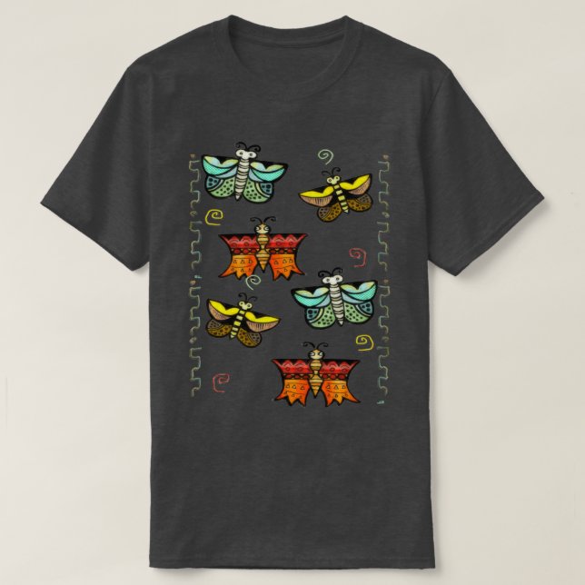 Zuni Butterfly Folk Kunst T-Shirt (Design vorne)