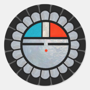 Zuni Sun Face Runder Aufkleber