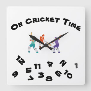 ZUR **CRICKET TIME** SPORTSMAN-Acrylmauer Quadratische Wanduhr
