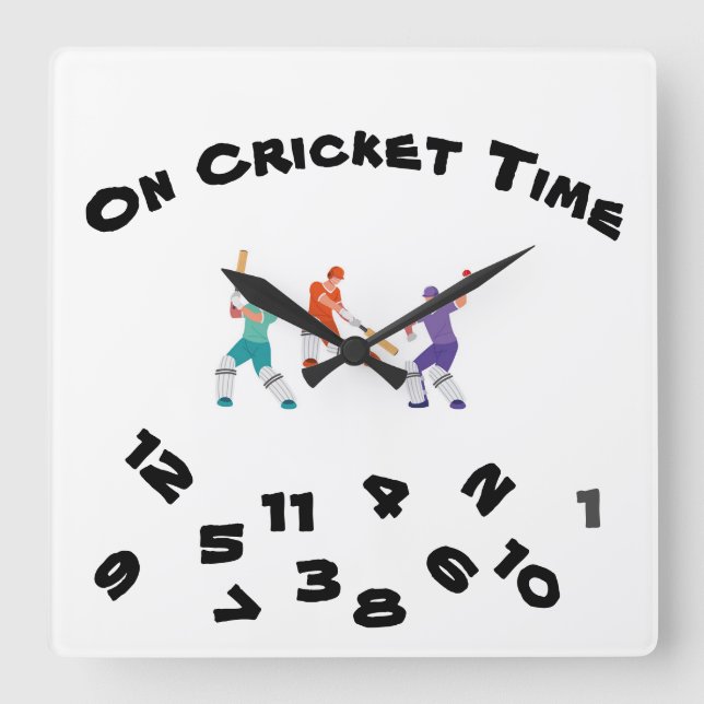 ZUR **CRICKET TIME** SPORTSMAN-Acrylmauer Quadratische Wanduhr (Vorderseite)