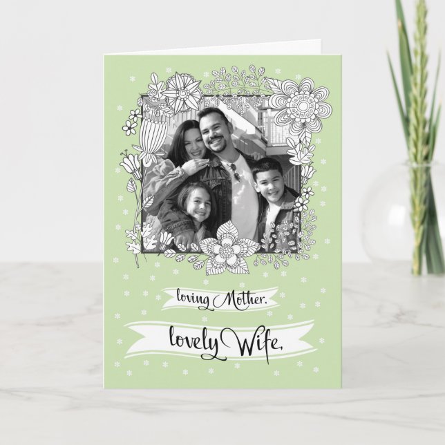 Zur Ehefrau auf Mutter. Maßgeschneiderte Foto-Kart Karte (Vorderseite)