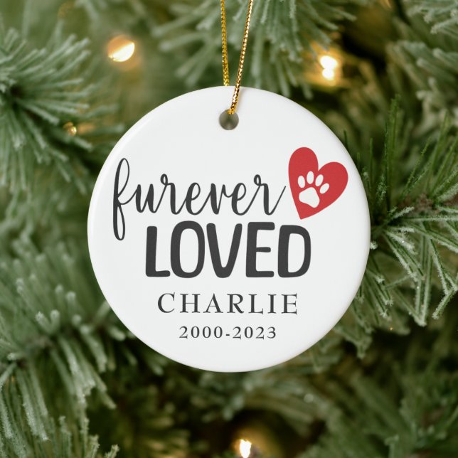 Zur Erinnerung an unser Haustier Personalisierte O Keramik Ornament (Baum)
