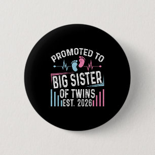 Zur großen Schwester von Zwillingen Est 2026 Baby- Button