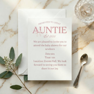 Zur Großtante befördert Est 2026 Baby Shower  Einladung