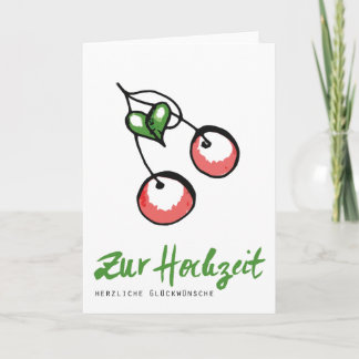 Zur Hochzeit: Glückwunschkarte Kirschen und Herz Karte