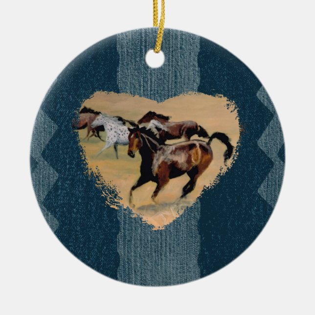Zur Liebe von Pferden Keramik Ornament (Vorne)