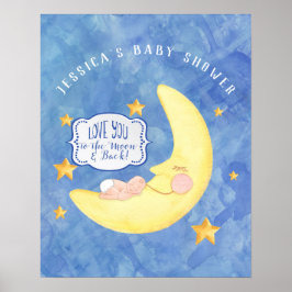 Zur Mond-n-Back-Baby-Dusche Wasserfarbe neutral Poster