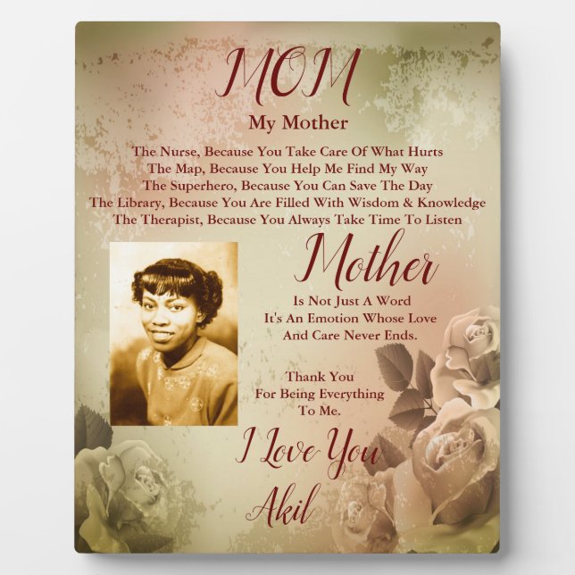 Zur Mutter Plaque Fotoplatte (Vorderseite)