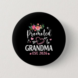 Zur Oma befördert 2026 Blumenherz neue Oma Button