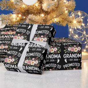 Zur Oma befördert 2026 Erste Nana Floral Geschenkpapier