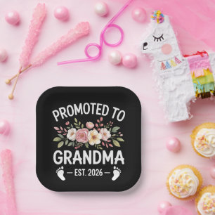 Zur Oma befördert 2026 Erste Nana Floral Pappteller