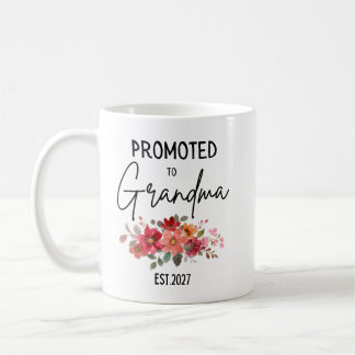 Zur Oma Befördert Est 2027 Blumen Baby Reveal Kaffeetasse