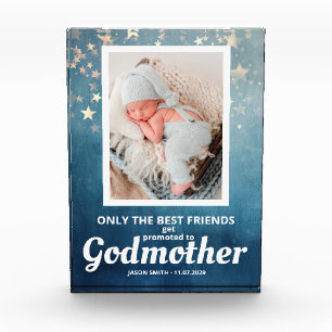 Zur Patentante befördert Geburtsanzeige Baby Fotoblock