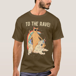 Zur Rave EDM Katze Hund Techno DJ Rave Party T-Shirt