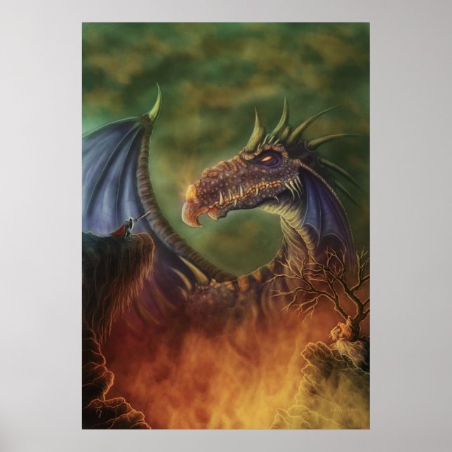 zur Rettung! Fantasy Dragon Leinwand drucken Poster (Vorne)