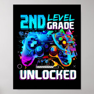 Zur Schule Ck 2. Klasse freigeschaltet Gamer Kinde Poster