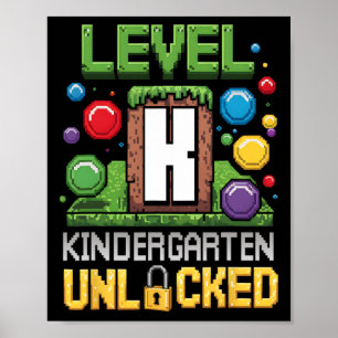 Zur Schule Kindergarten-Stufe freigeschaltet Gamer Poster