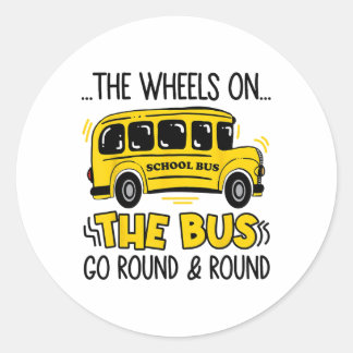 Zur Schule lustig Die Räder auf dem Bus Kleinkind  Runder Aufkleber