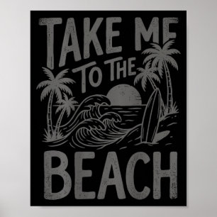 Zur Strandpalme surfen Sonnenuntergang Retro Poster