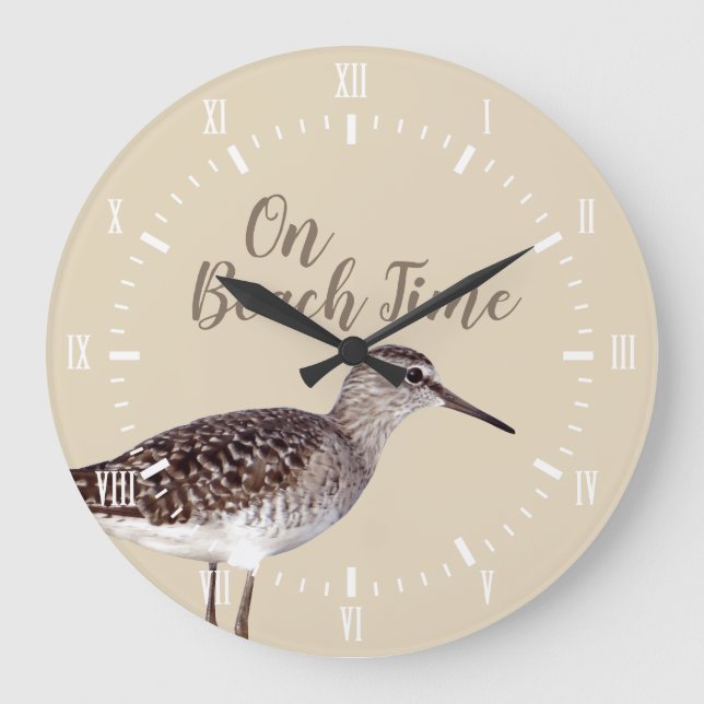 Zur Strandzeit Sandpiper Bird Große Wanduhr (Vorderseite)