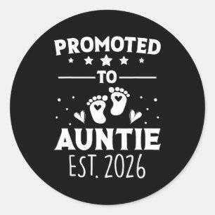 Zur Tante befördert 2026 Tante wird 2026 Babyankün Runder Aufkleber