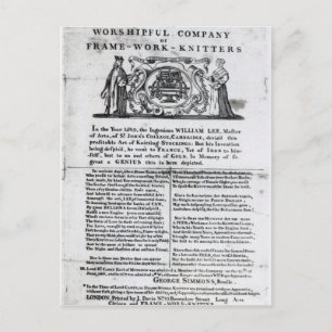 Zur Worshipful-Firma der Rahmen-Work-Knitter Postkarte