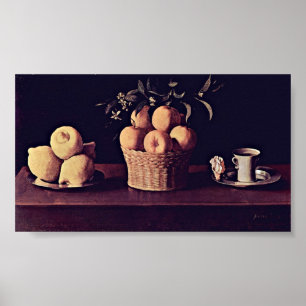Zurbaran de Francisco - Lemonorangen und Rose Poster
