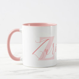 Zuri Namensbedeutung und Monogramm in zarter rosa Tasse