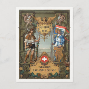 Zürich 1883 Ausstellung Nationale Suisse Vintag Po Postkarte