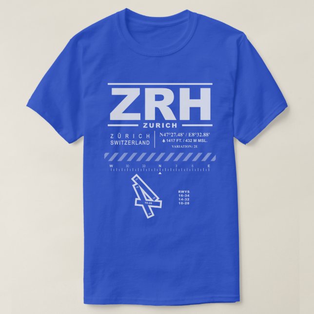 Zürich Airport ZRH Tee Shirt (Design vorne)