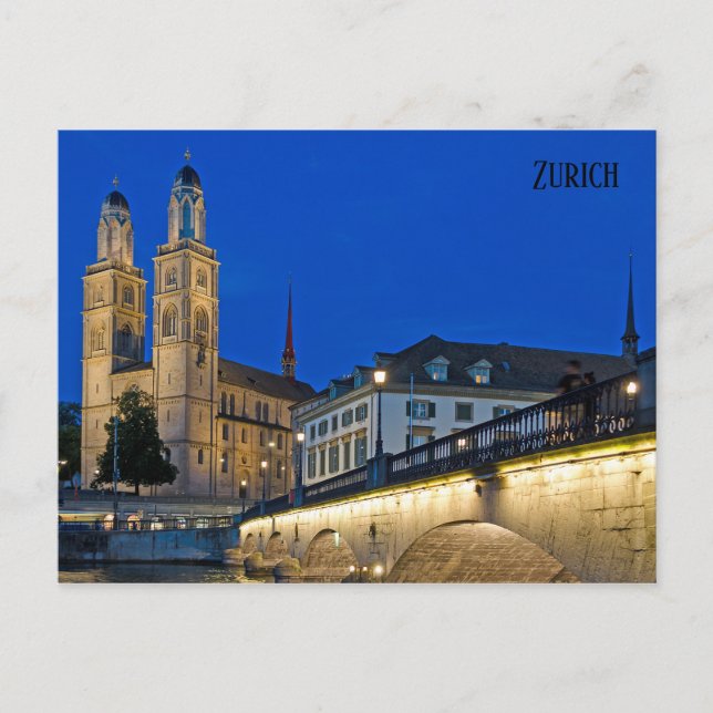 Zurich Blue Hour Postcard Postkarte (Vorderseite)