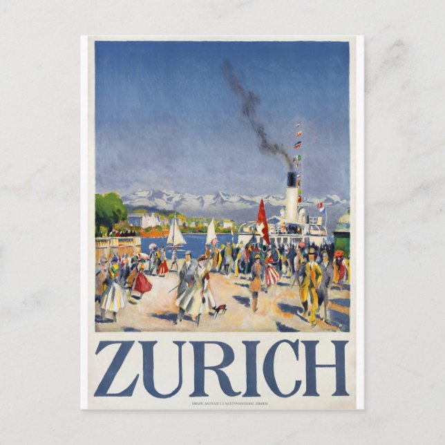 Zürich Hafen, Schweiz Postkarte (Vorderseite)