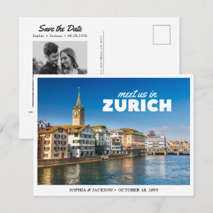Zürich Hochzeit Save the Date Retro Postkarte
