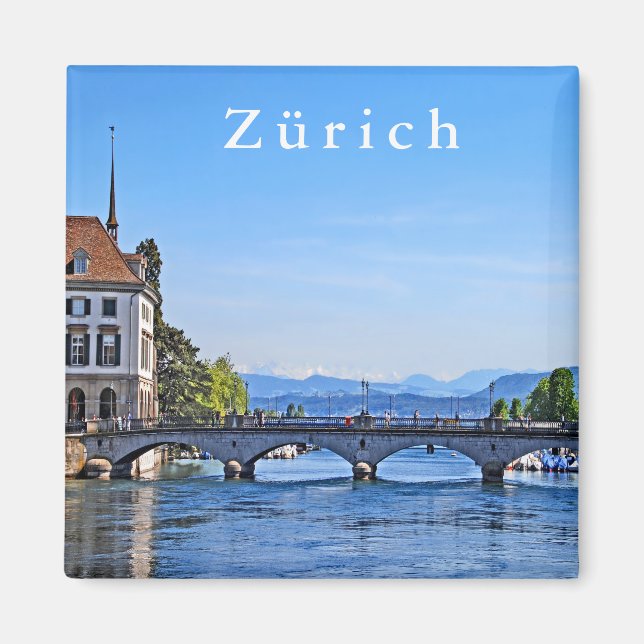 Zürich. Limmat. Rathaus und Brücke. Magnet (Vorne)