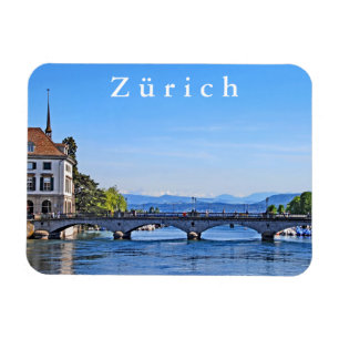 Zürich. Limmat. Rathaus und Brücke. Magnet
