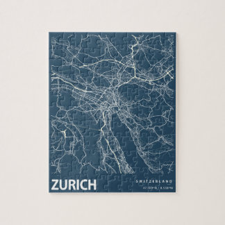 Zürich Minimalistische Stadtkarte Kunst, Dichtung Puzzle