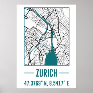 zurich Minimalistische Stadtkarte, zurich DIY Stad Poster