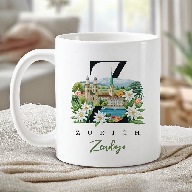 Zürich Monogramm Buchstabe Z Personalisiertes Gesc Kaffeetasse (Zurich Monogram Letter Z Personalized Gift Coffee Mug)